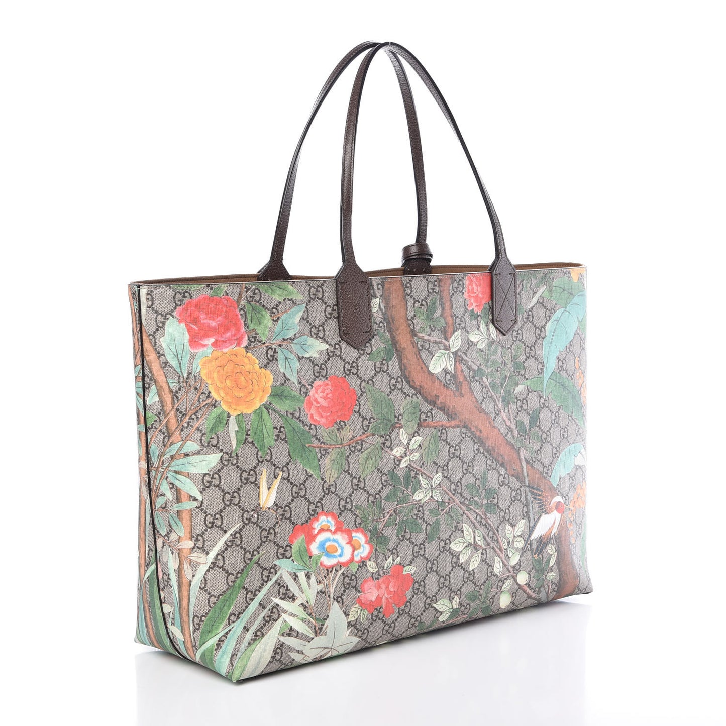 GG Supreme Monogram Tian Large Shopping Tote Beige Multicolor New Acero