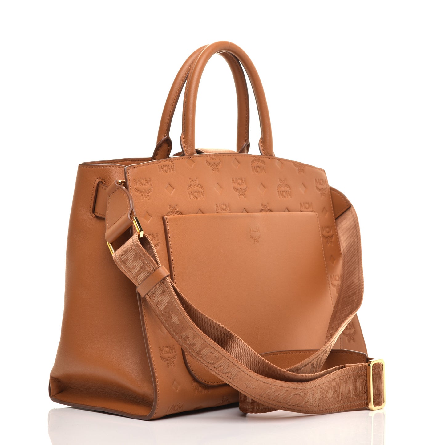 Calfskin Ottomar Monogram Medium Essential Tote Cognac