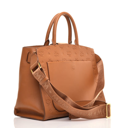 MCM Calfskin Ottomar Monogram Medium Essential Tote Cognac 3 of 8