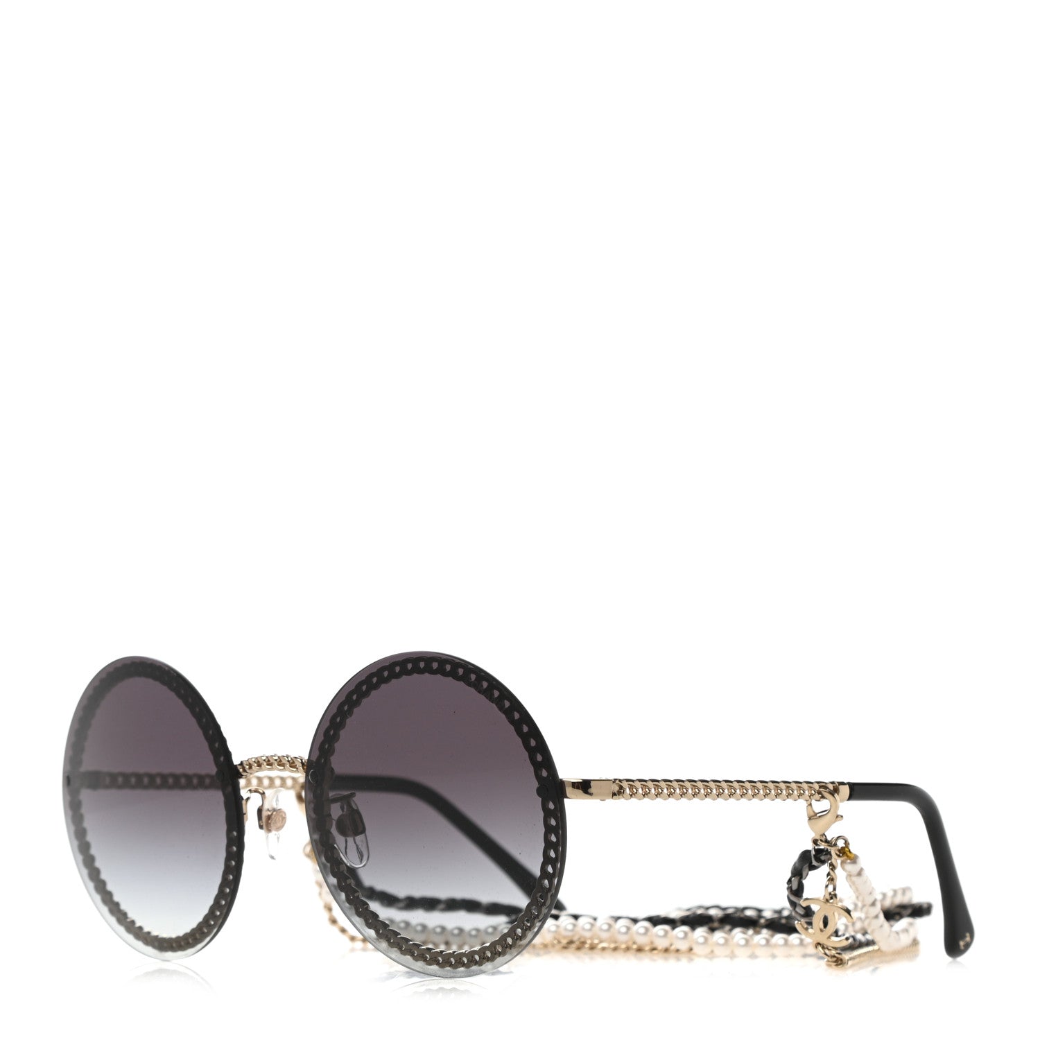 Chanel Round Chain Sunglasses 4245 Gold 1 of 8
