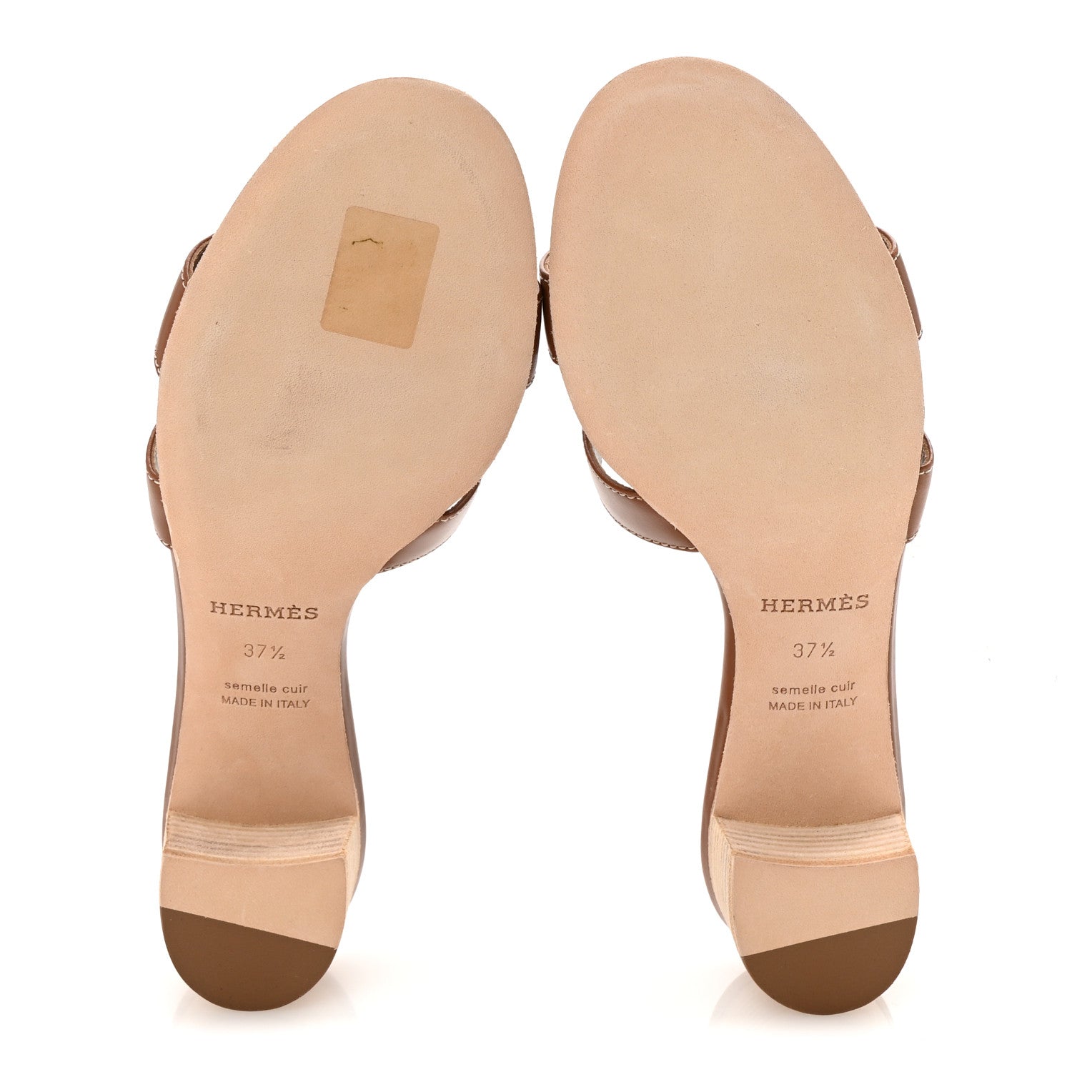 Hermes Calfskin Oasis Sandals 37.5 Gold 6 of 10
