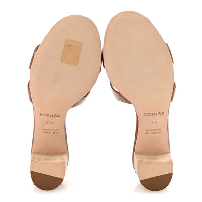 Hermes Calfskin Oasis Sandals 37.5 Gold 6 of 10