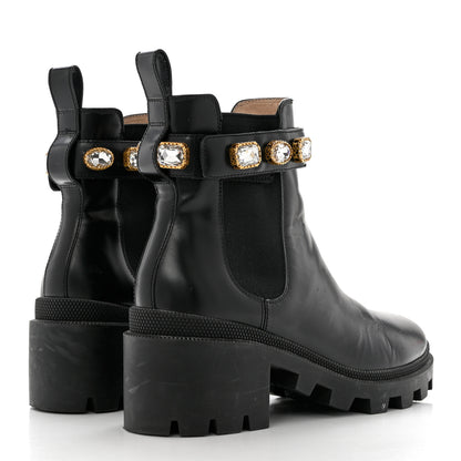 Gucci Calfskin Crystal GG Trip Chelsea Ankle Boots 38.5 Black 4 of 8