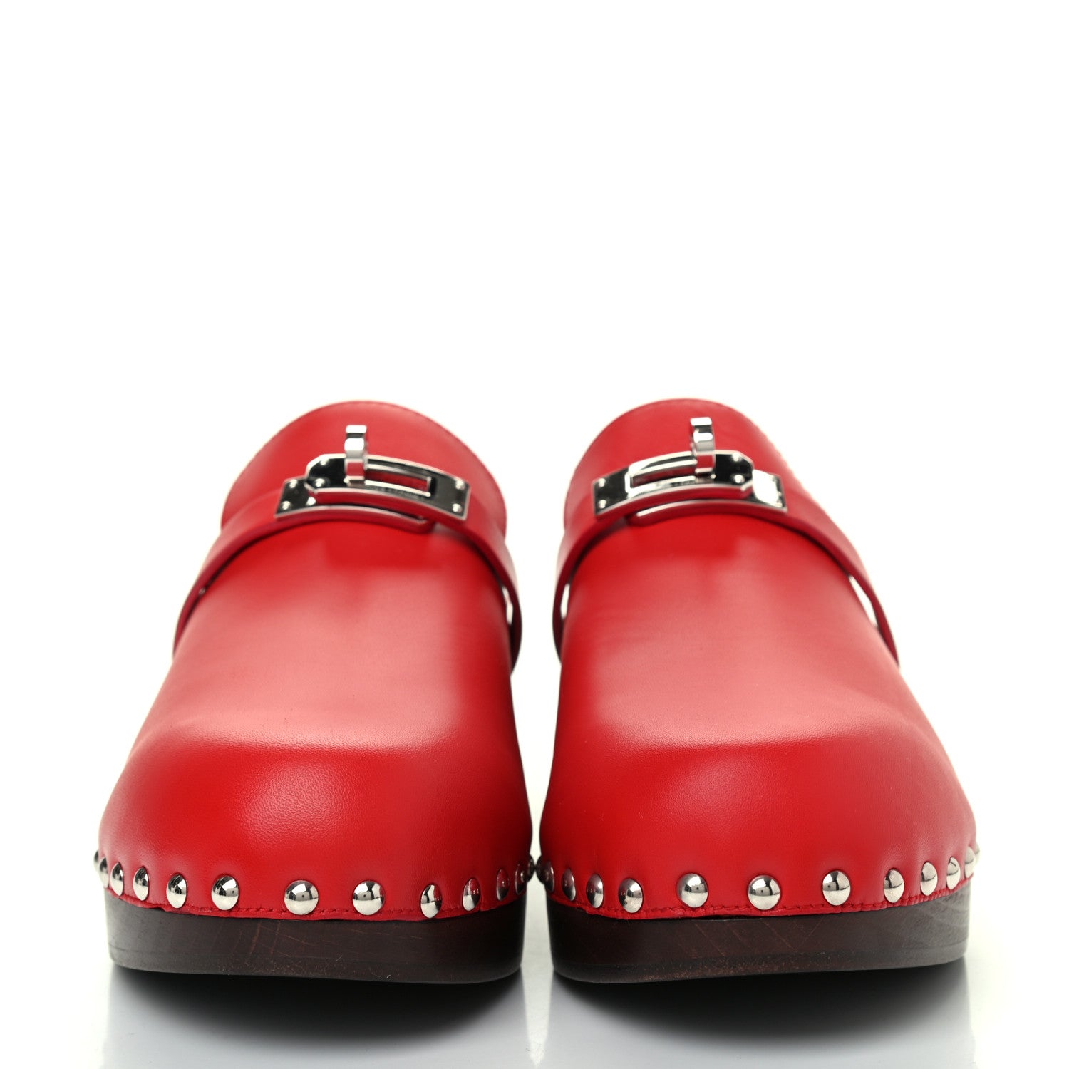 Hermes Calfskin Carlotta Mules 39 Rouge 2 of 8