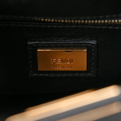 Fendi Vitello Seta Shiny Nappa Scalloped Studded Mini Peekaboo Iconic Satchel Black 7 of 9
