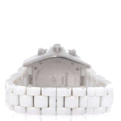 Chanel Stainless Steel Ceramic Diamond 41mm J12 Chronograph Automatic Watch White 4 of 6