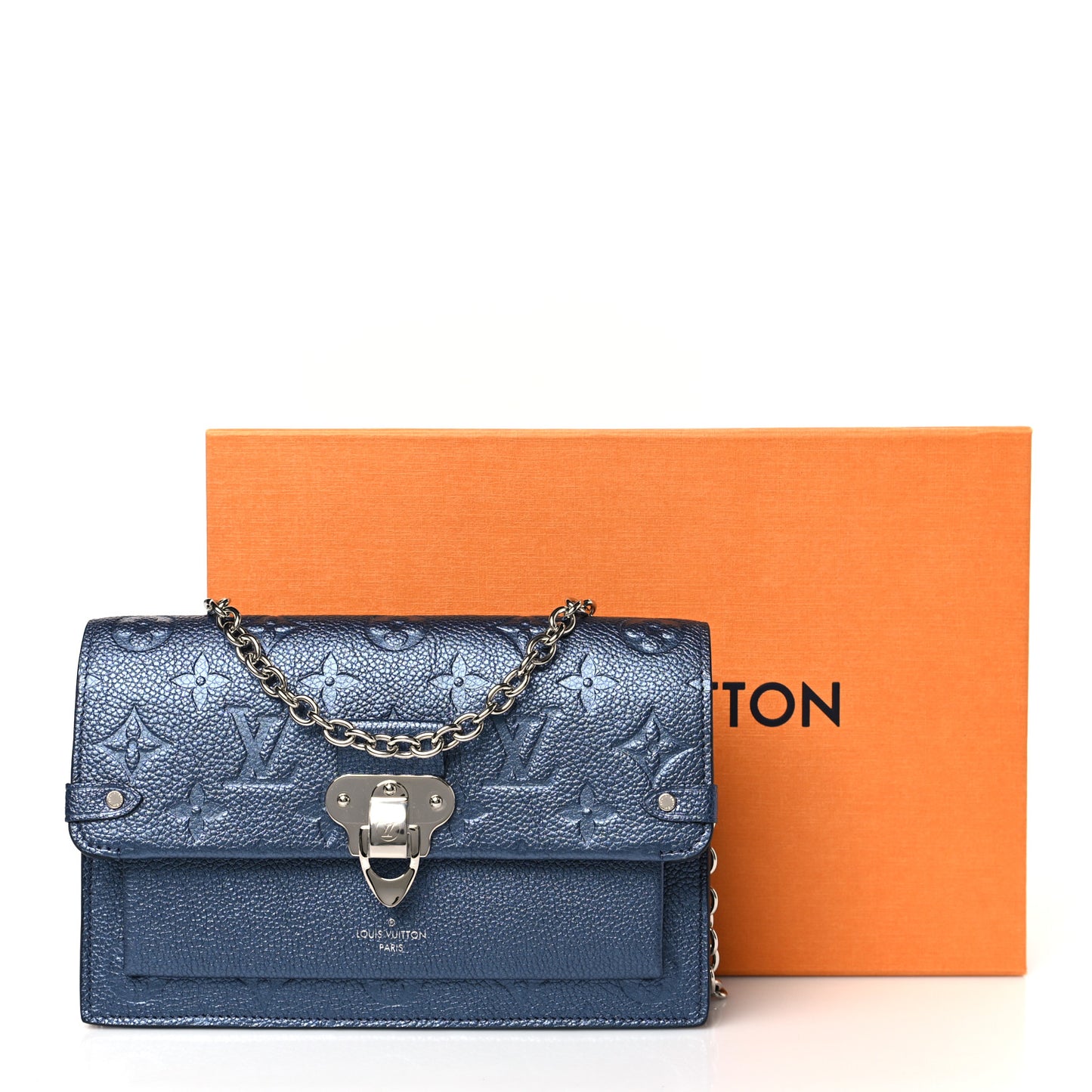 Metalli Empreinte Monogram Vavin Chain Wallet Navy Nacre