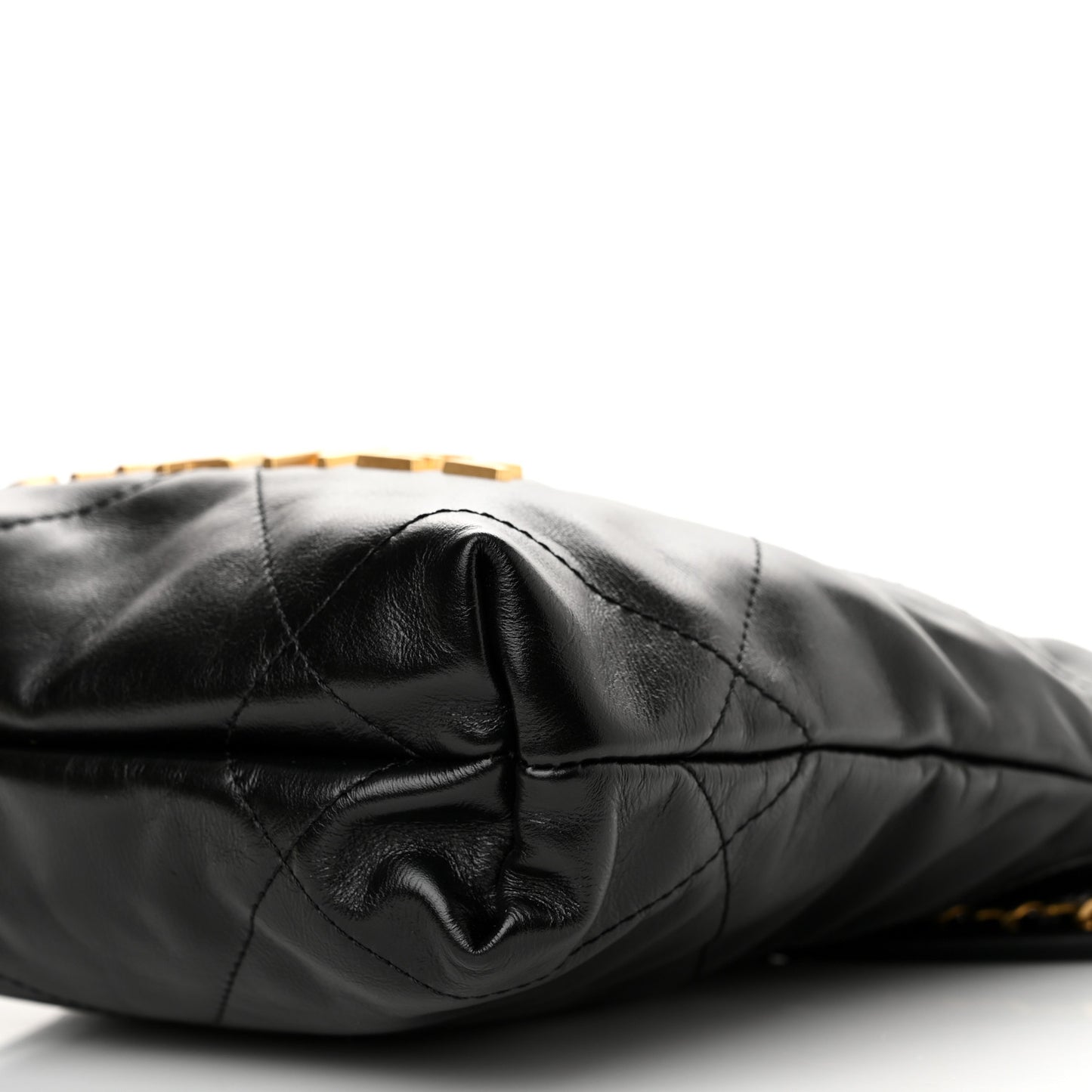 Shiny Calfskin Quilted Mini Chanel 22 Black