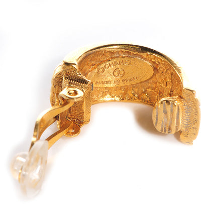 Chanel Quilted Hoop Clip On Earrings Gold 4 of 4