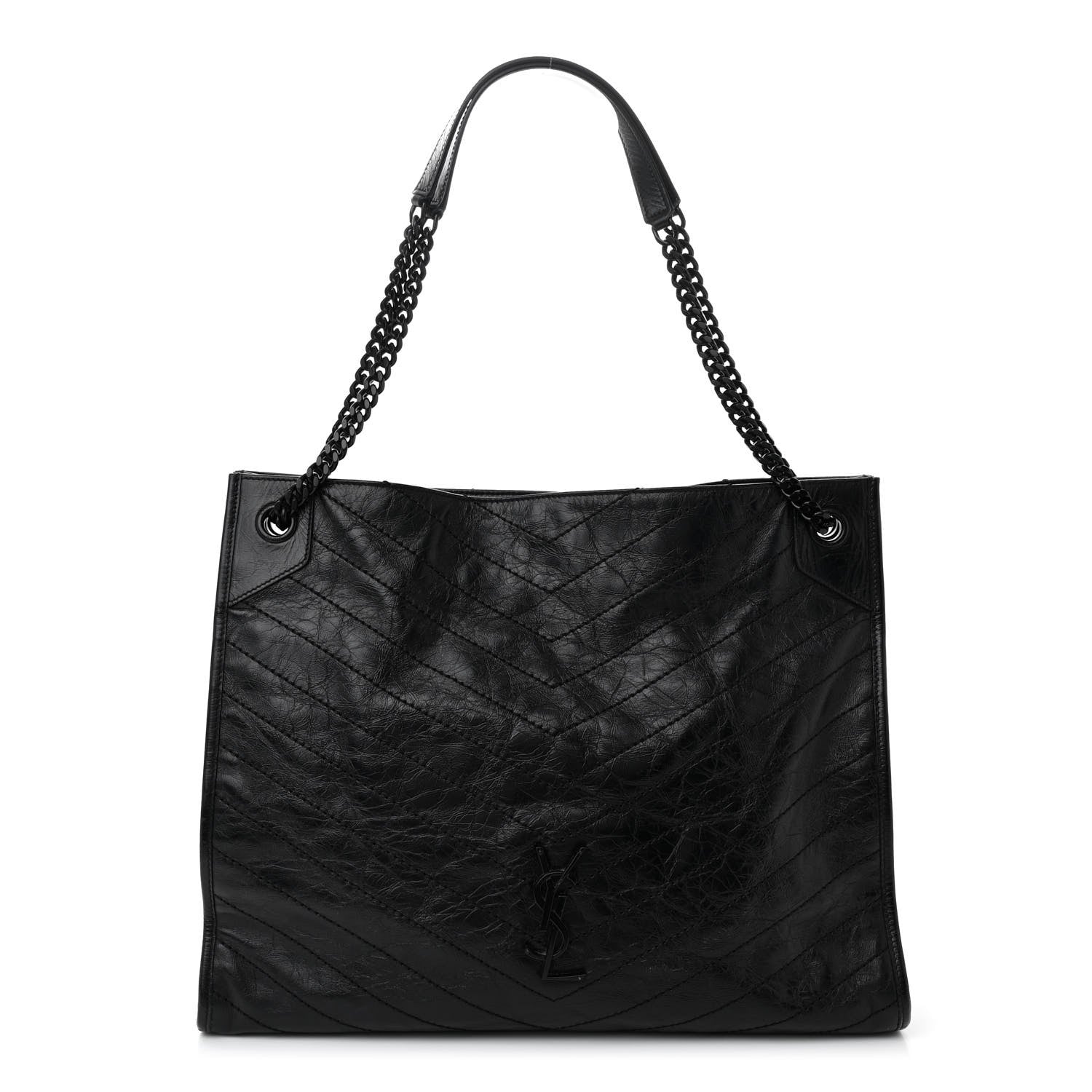 Saint Laurent Crinkled Calfskin Matelasse Monogram Large Niki Shopper Tote Black 1 of 10