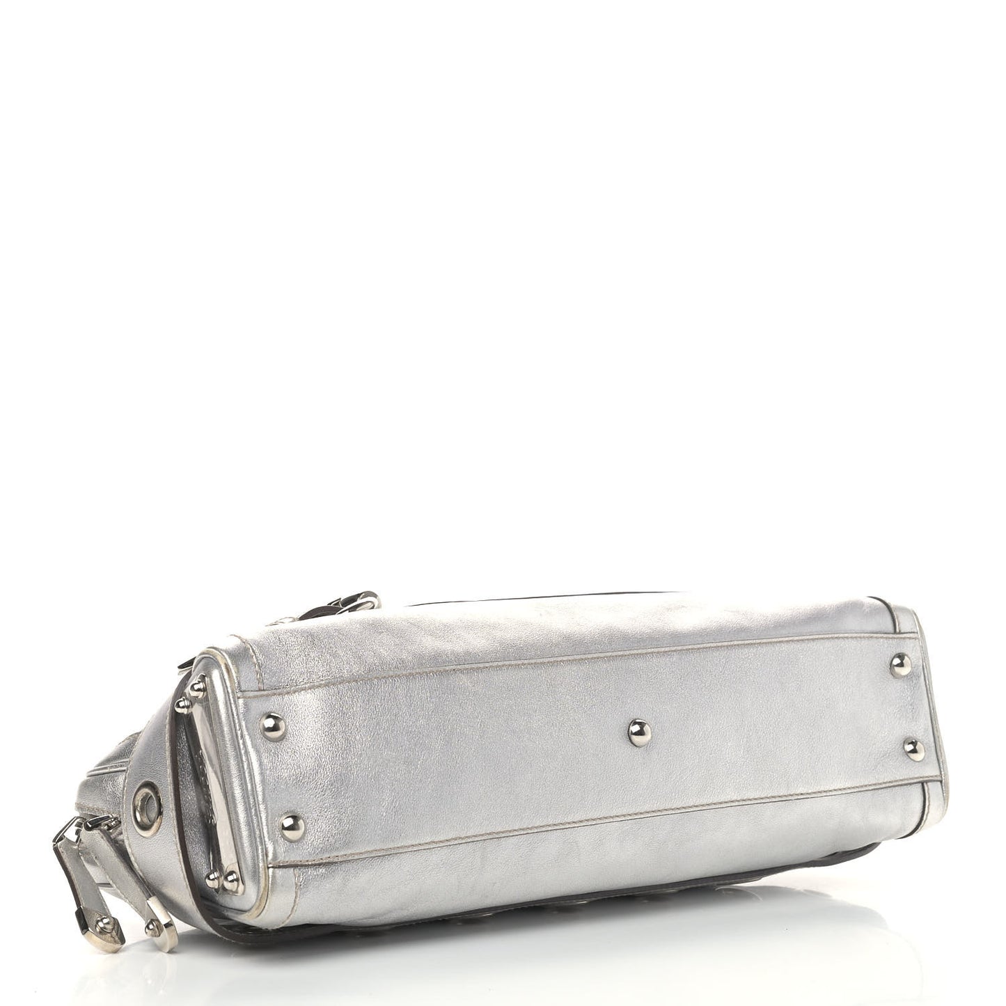 Metallic Calfskin Romy Boston Silver