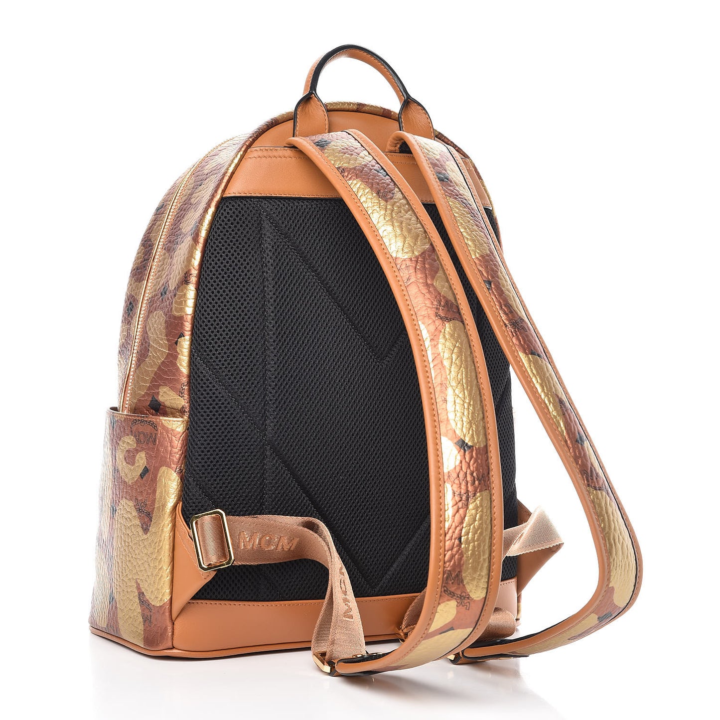 Metallic Visetos Leopard Print Small Stark Backpack Cognac