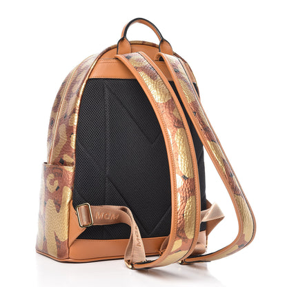 MCM Metallic Visetos Leopard Print Small Stark Backpack Cognac 3 of 9