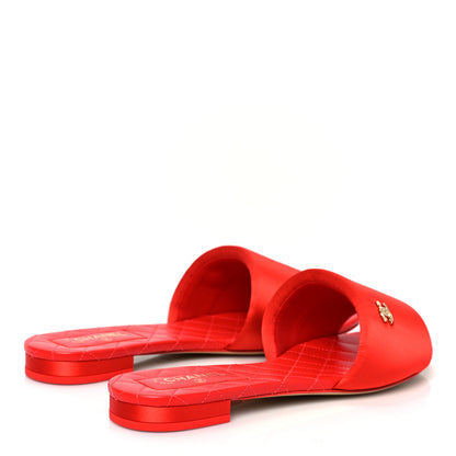 Chanel Satin Mule Sandals 39.5 Red 4 of 9