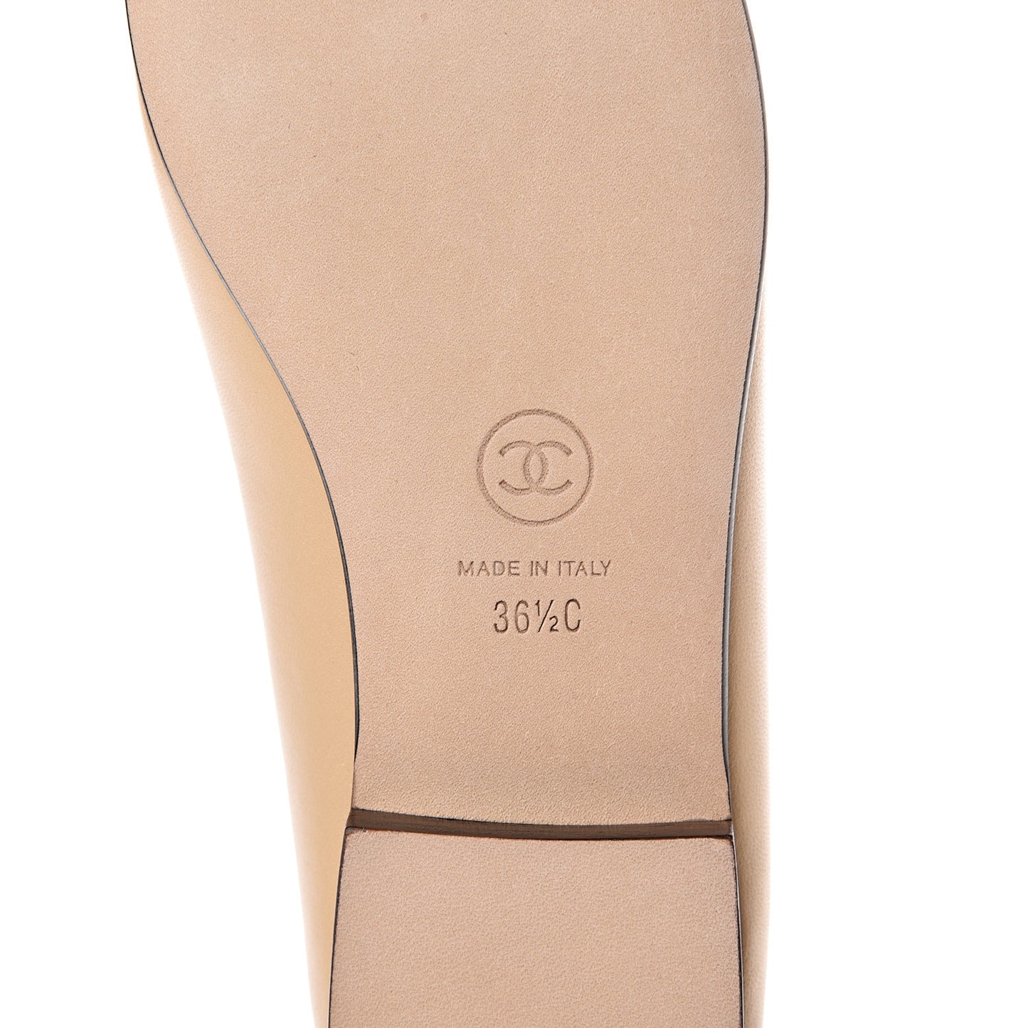 Lambskin Cap Toe Ballerina Flats 36.5 Beige Black