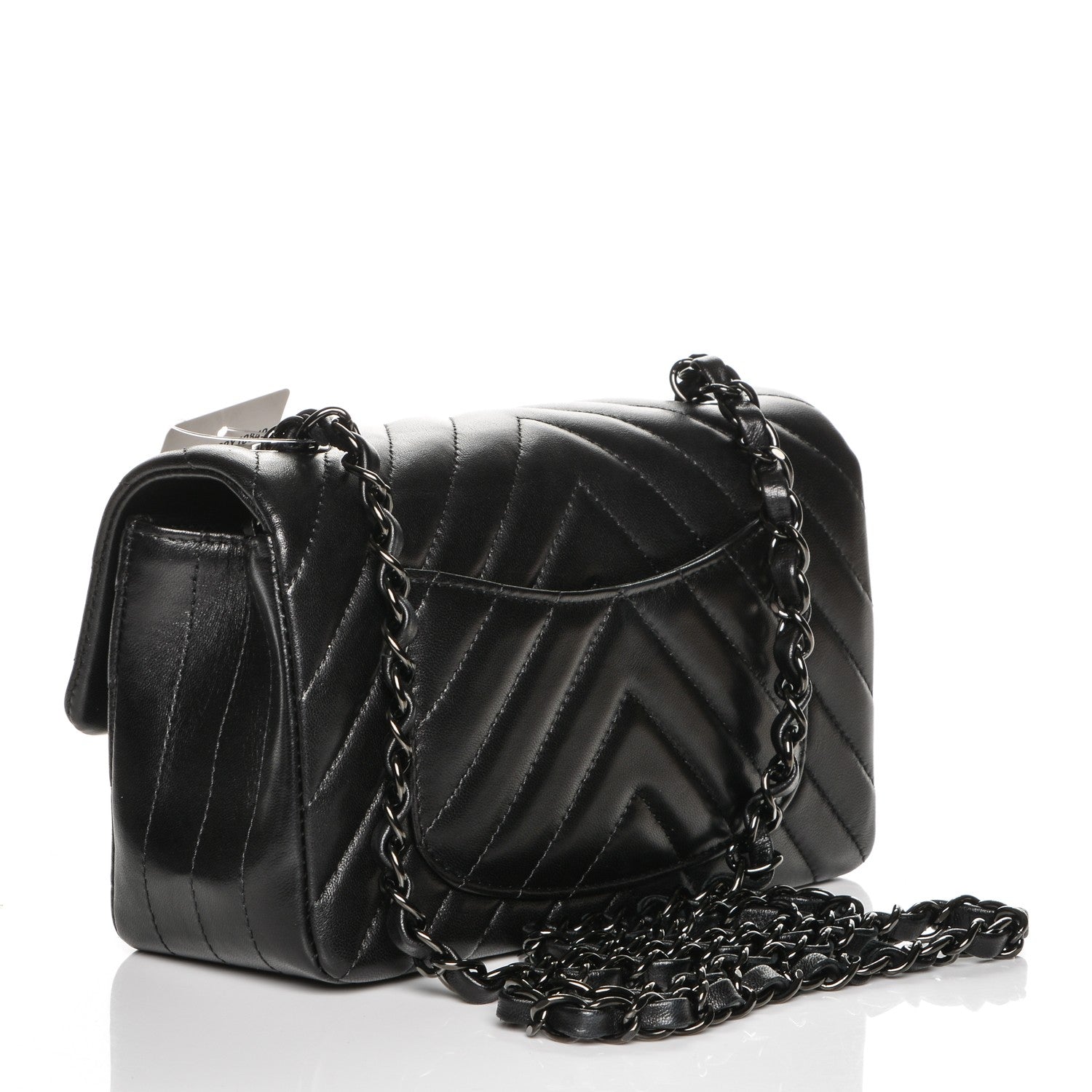 Chanel Lambskin Chevron Quilted Mini Rectangular Flap So Black 3 of 14