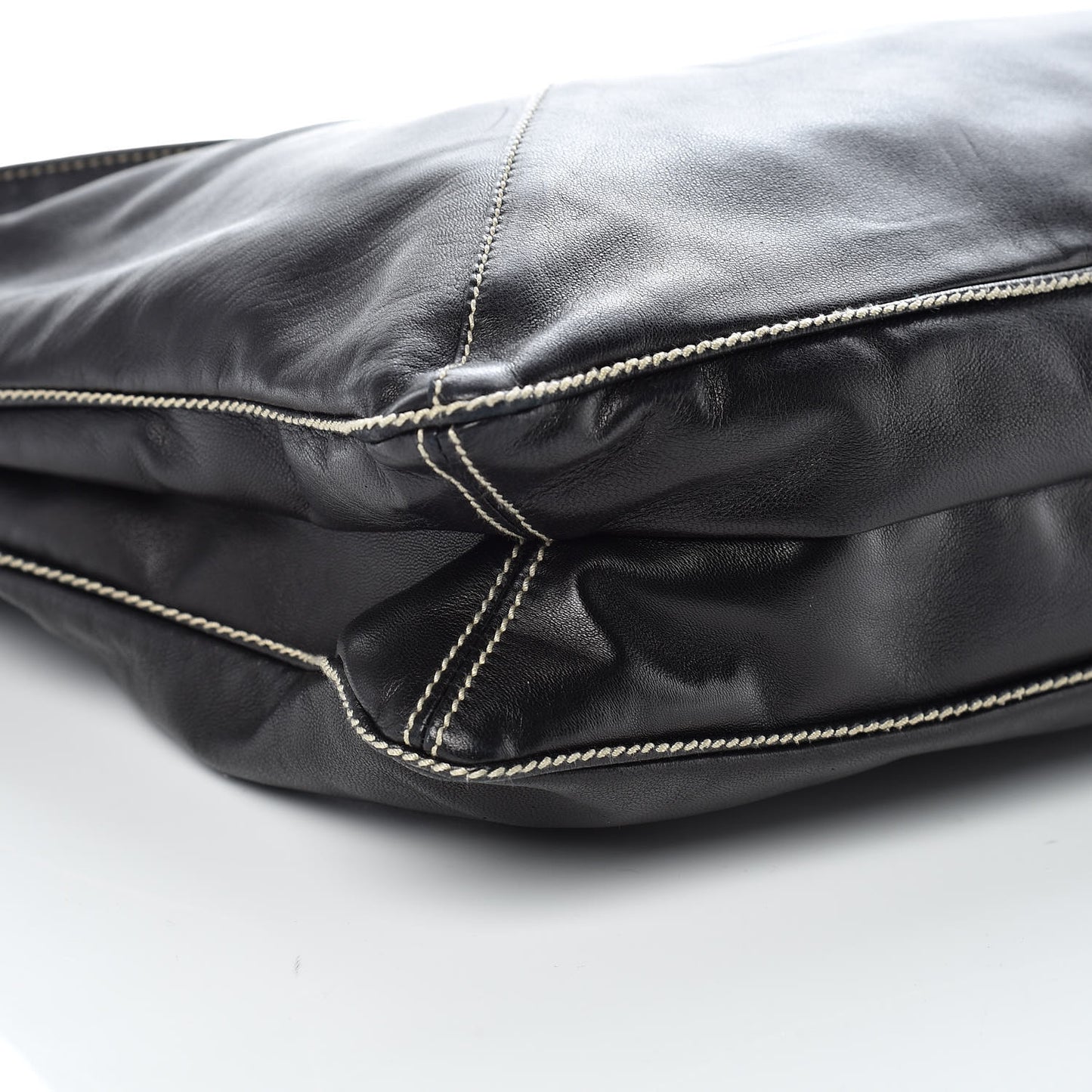 Smooth Lambskin Braided Hobo Black