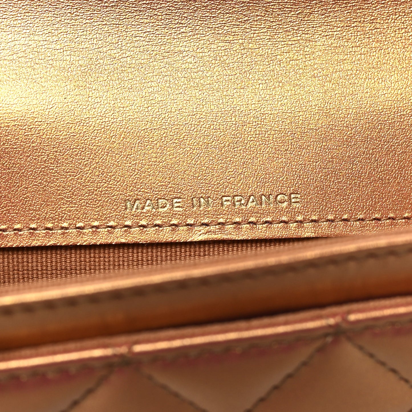 Metallic Lambskin Quilted Flap Card Holder Wallet Golden