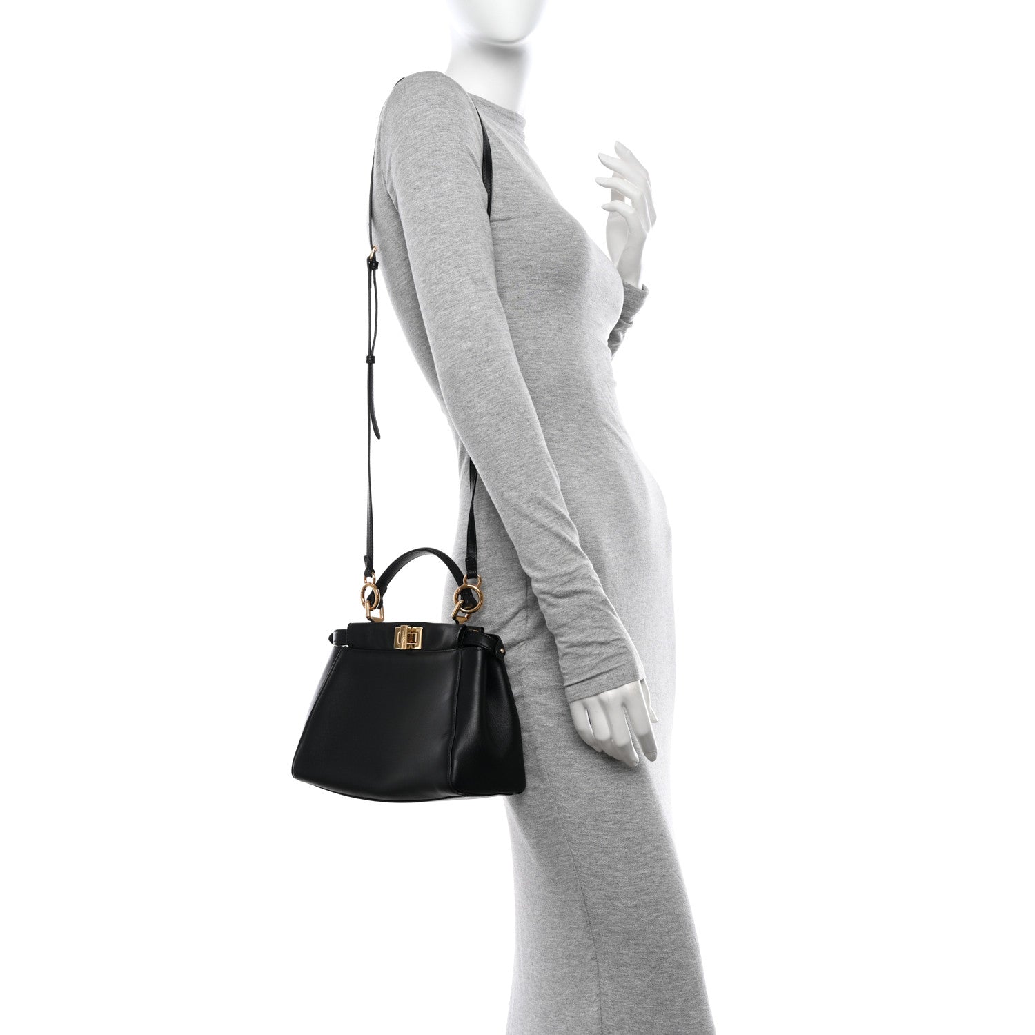 Fendi Nappa Mini Peekaboo Iconic Satchel Black 2 of 11