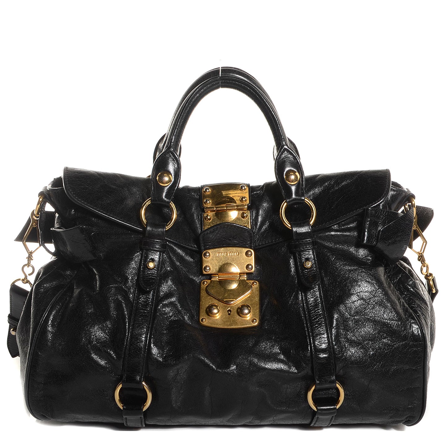 Vitello Lux Medium Bow Bag Nero Black