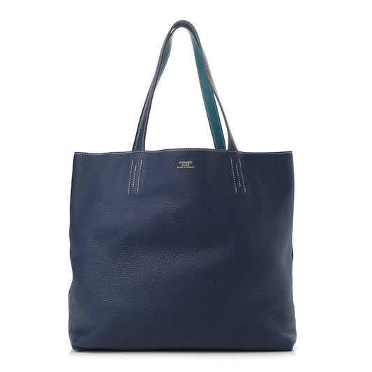 Taurillon Clemence Double Sens 36 Reversible Tote Bleu Sapphire Izmir