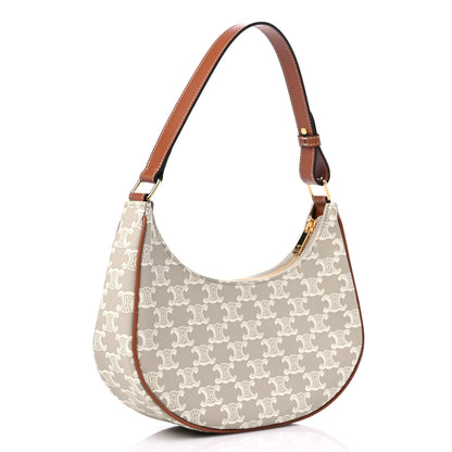 Celine Canvas Calfskin Ava Triomphe Shoulder Bag Grege 3 of 7