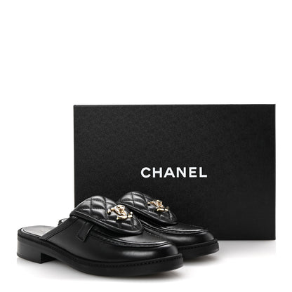 Chanel Lambskin Quilted CC Turnlock Mules 36 Black 10 of 10