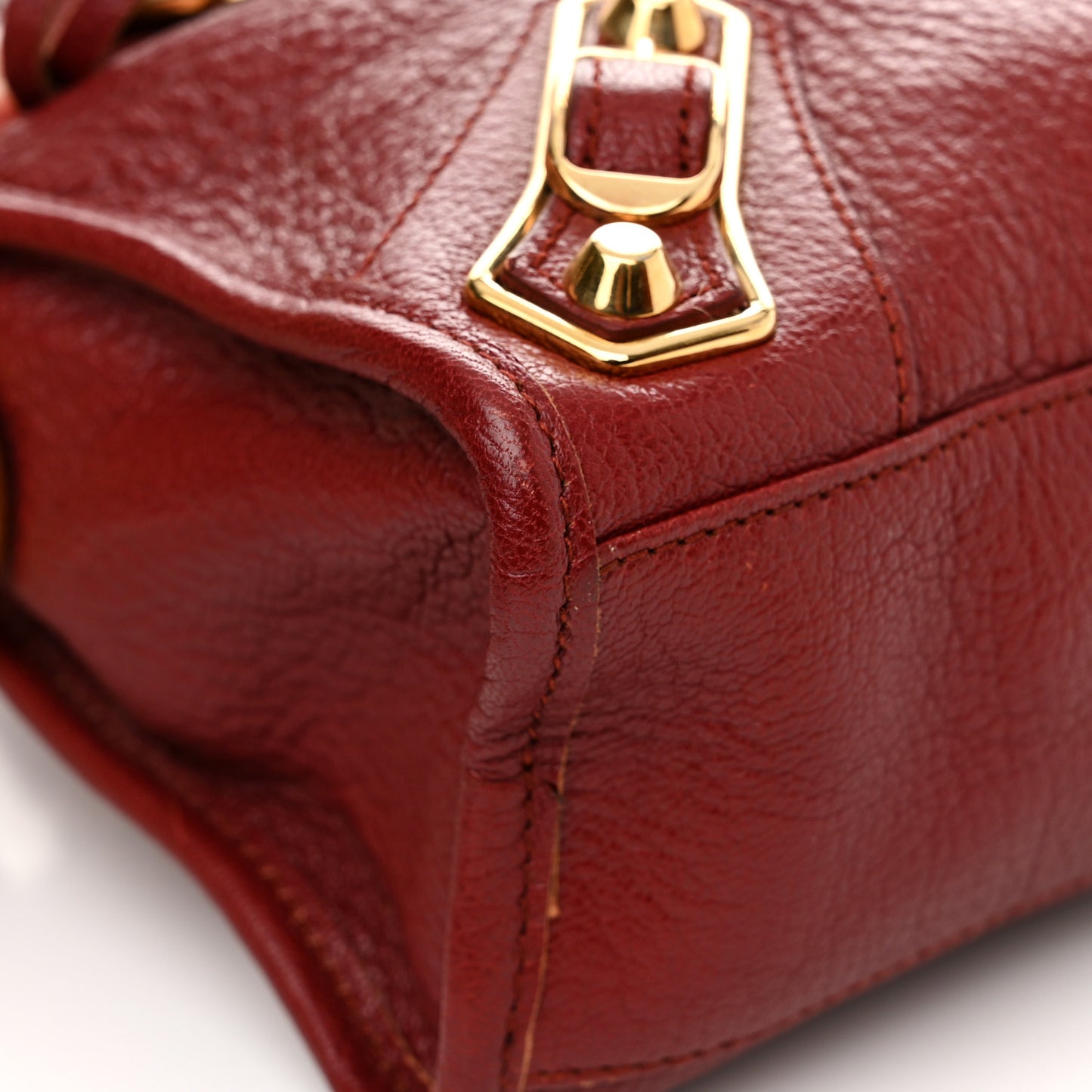 Chevre Gold Metallic Edge Hardware Mini City Rouge Brique Rouge Grenade