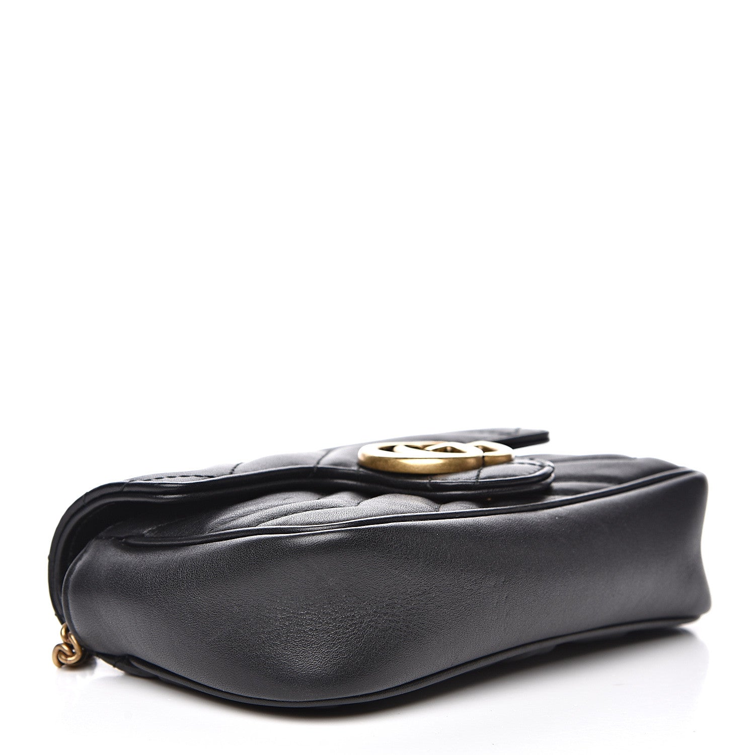 Gucci Calfskin Matelasse Super Mini GG Marmont Shoulder Bag Black 4 of 16