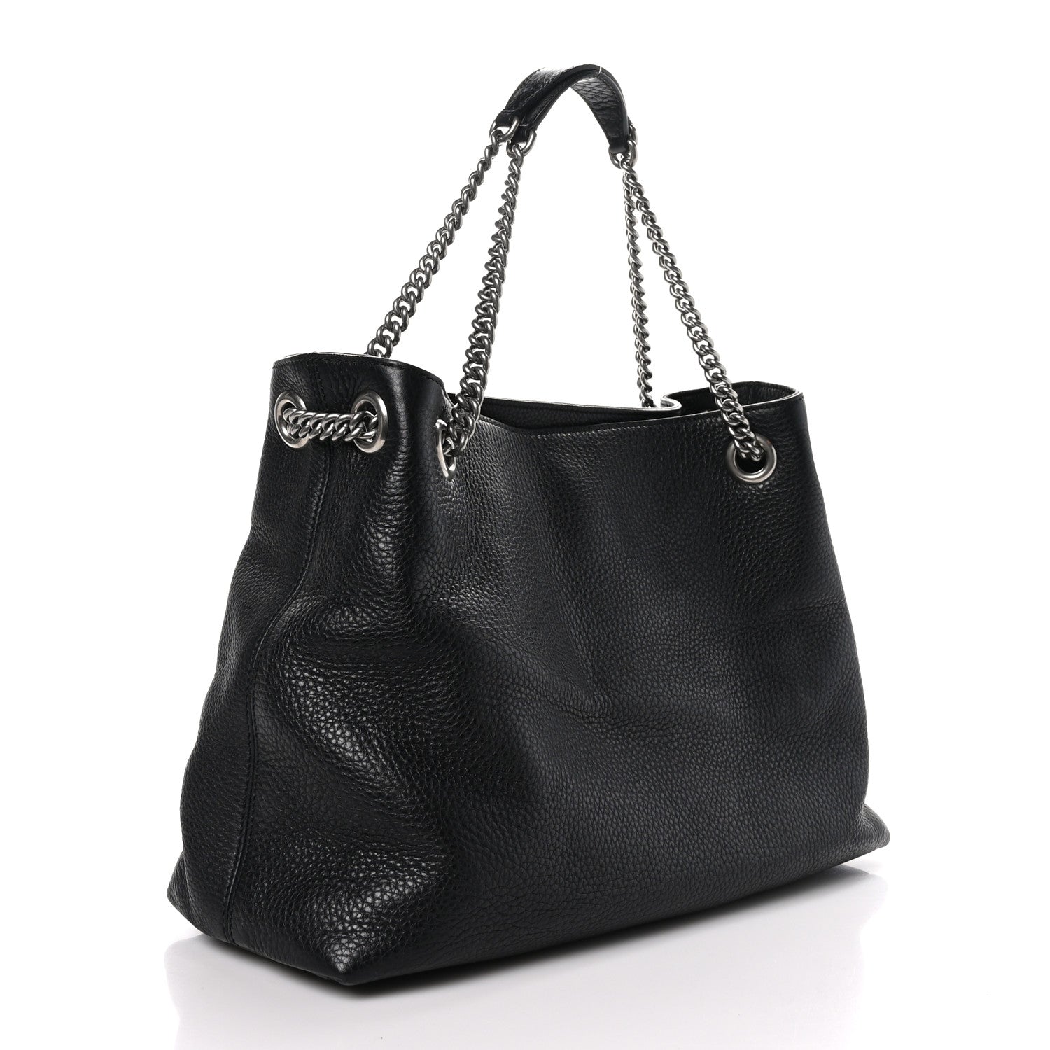Gucci Pebbled Calfskin Studded Medium Soho Chain Shoulder Bag Black 3 of 9