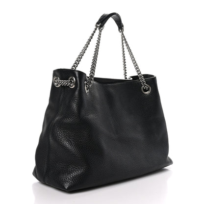 Gucci Pebbled Calfskin Studded Medium Soho Chain Shoulder Bag Black 3 of 9