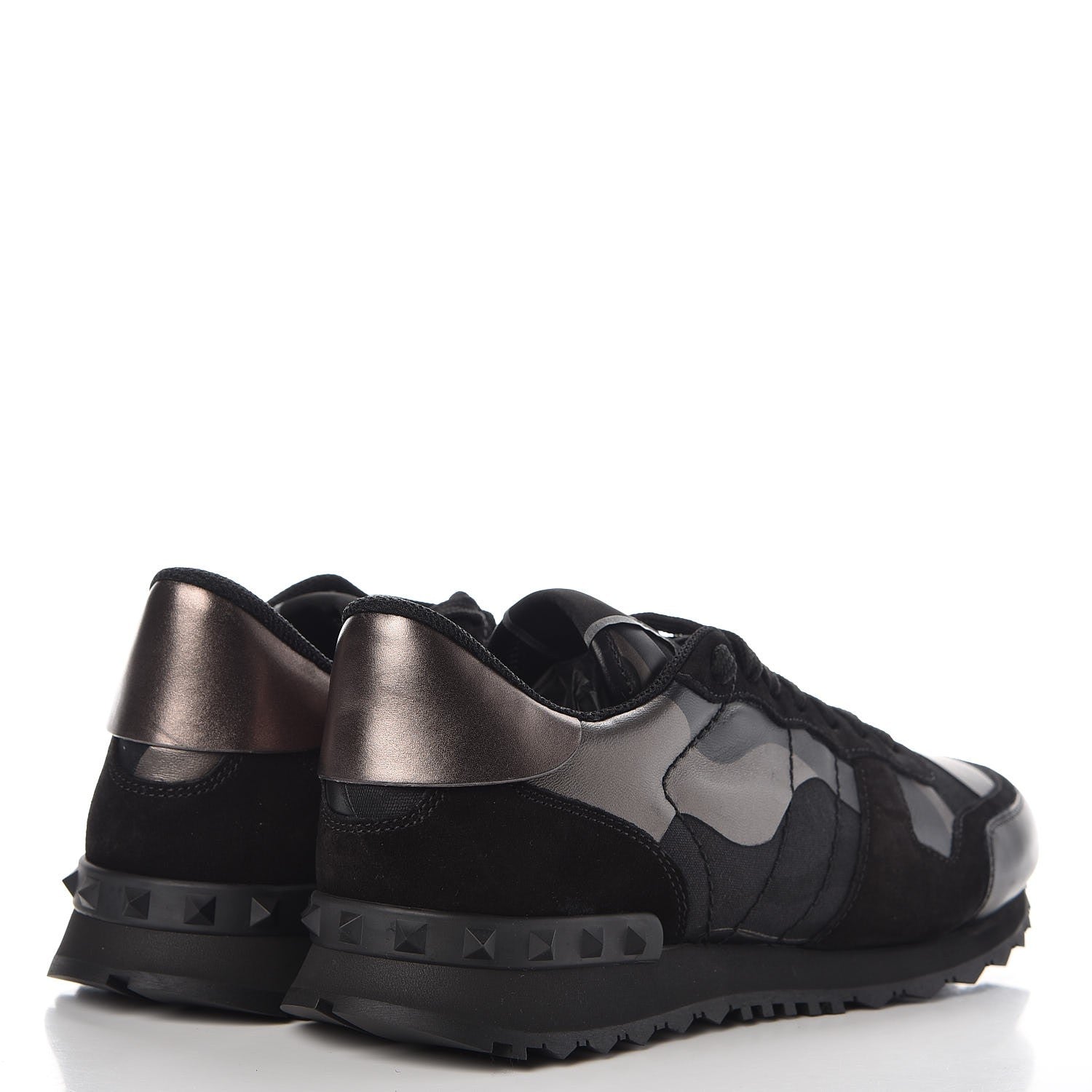 Valentino Garavani Nappa Suede Camouflage Mens Rockrunner Sneakers 42 Black Dark Rutenio 4 of 9