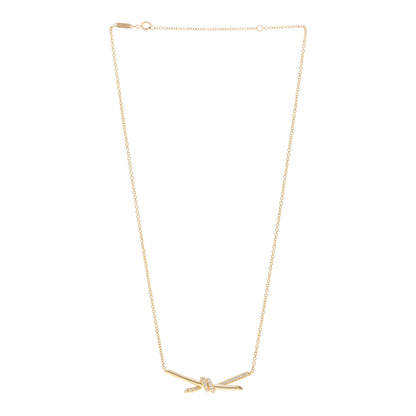Tiffany 18K Yellow Gold Diamond Knot Necklace 3 of 4