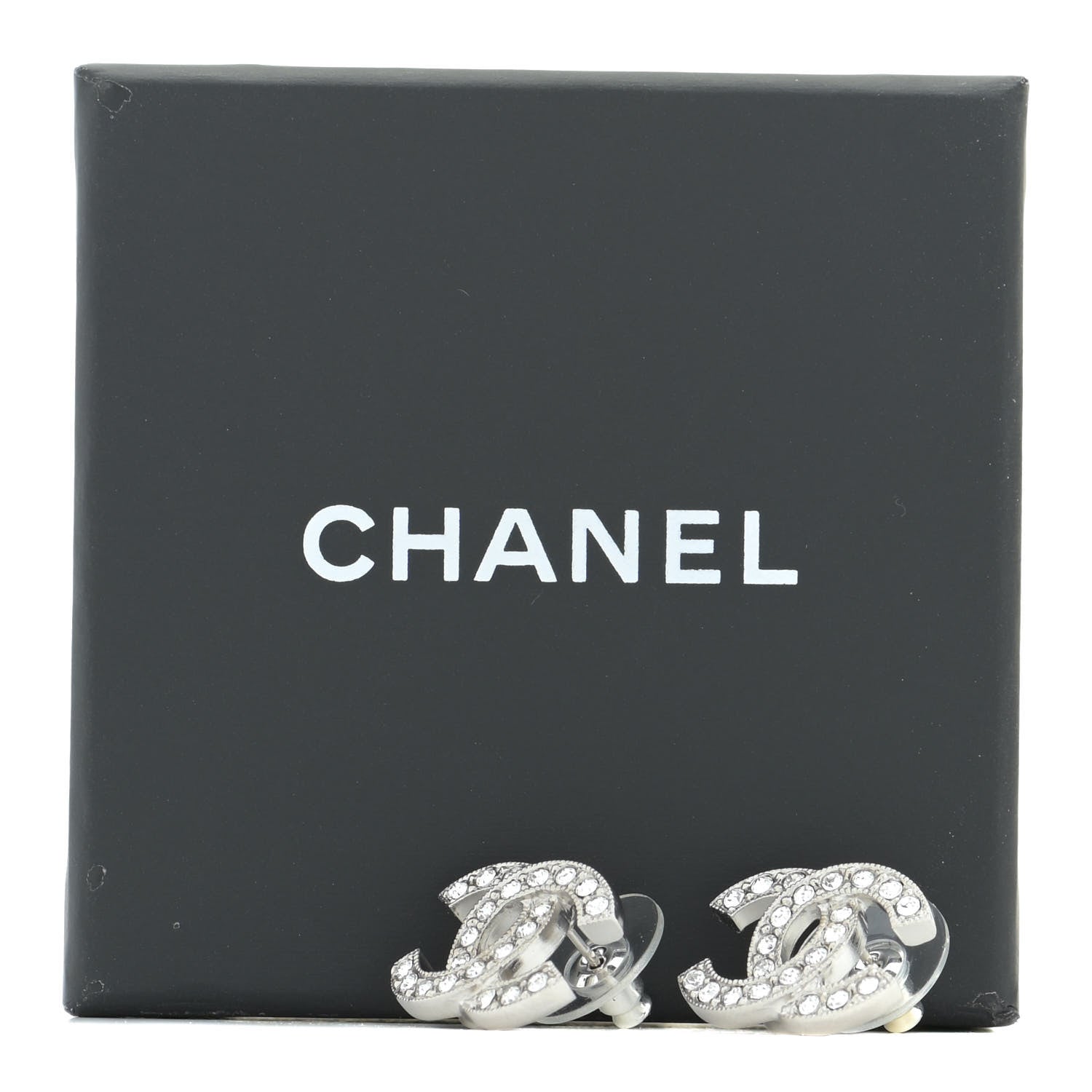 Chanel Crystal CC Earrings Silver 5 of 5
