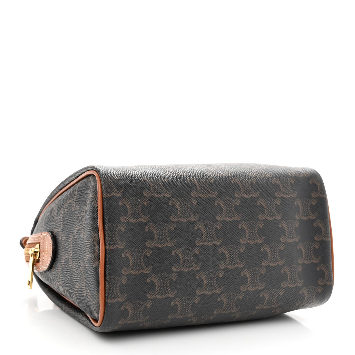 Triomphe Canvas Calfskin Small Boston Bag Tan