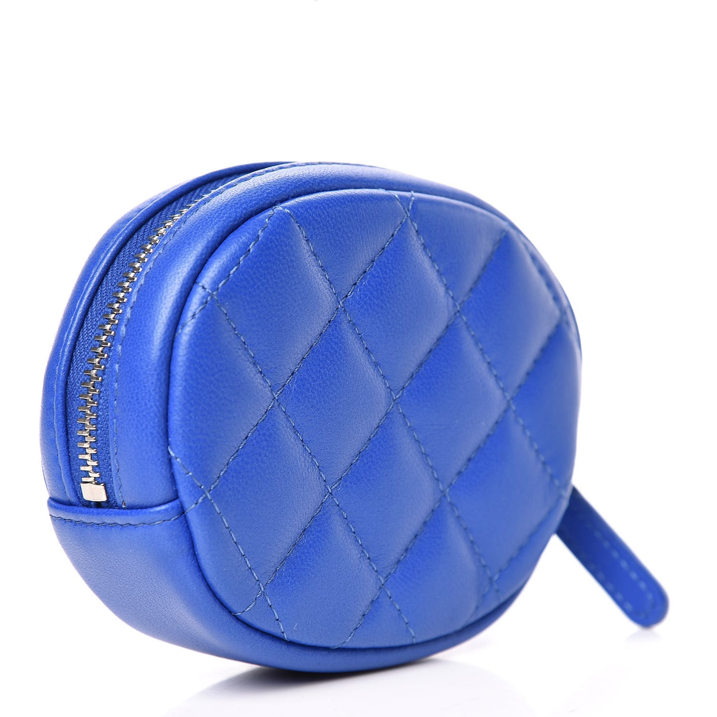 Lambskin Quilted Zip Around Classic Coin Purse Dark Blue
