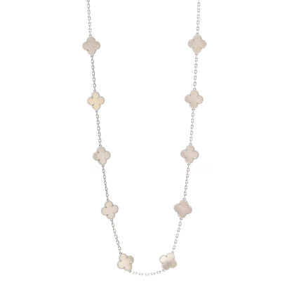 Van Cleef & Arpels 18K White Gold Mother of Pearl 20 Motifs Vintage Alhambra Necklace 1 of 6