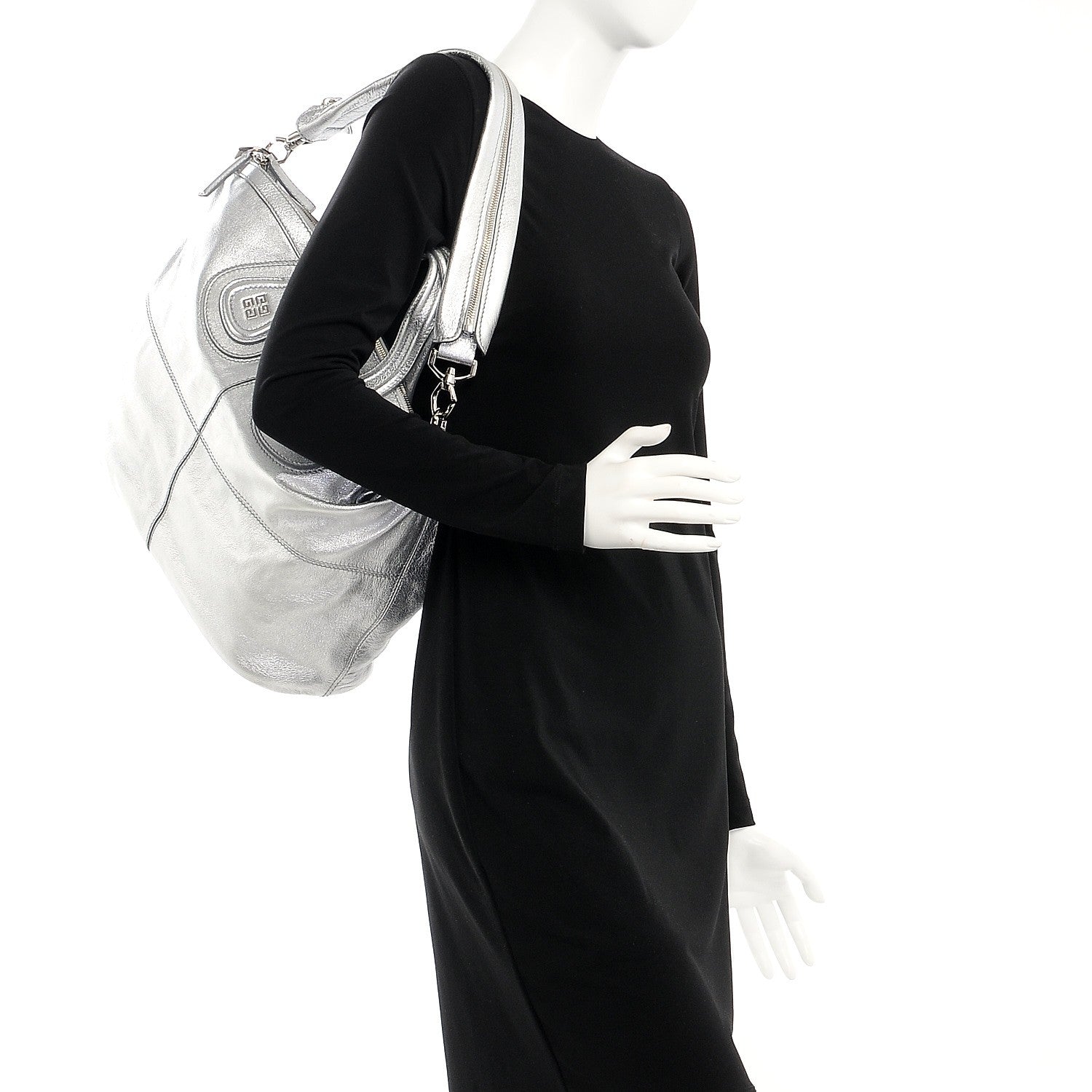 Givenchy Metallic Calfskin Medium Nightingale Silver 2 of 8