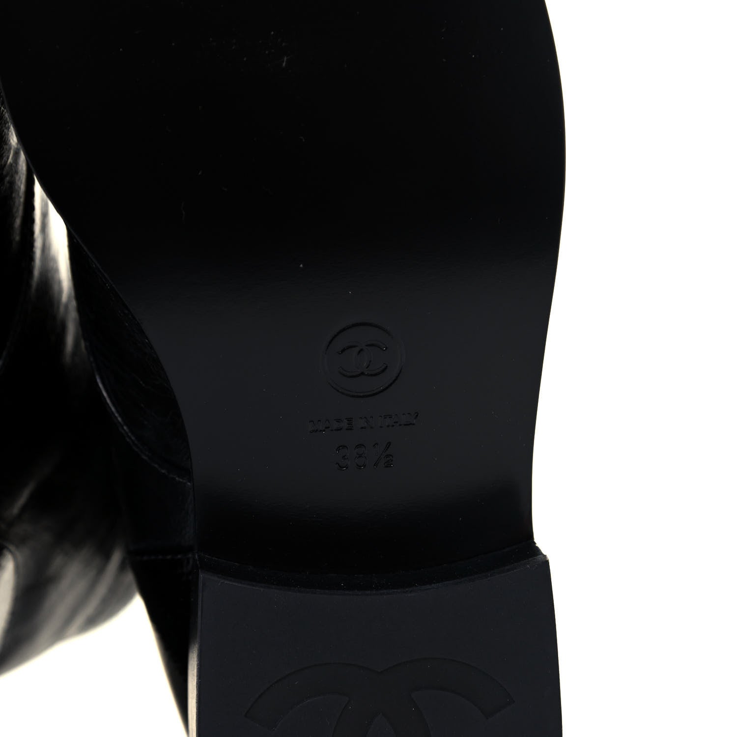 Chanel Crumpled Lambskin Shiny Calfskin Combat Boots 38.5 Black 6 of 8