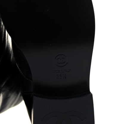 Chanel Crumpled Lambskin Shiny Calfskin Combat Boots 38.5 Black 6 of 8