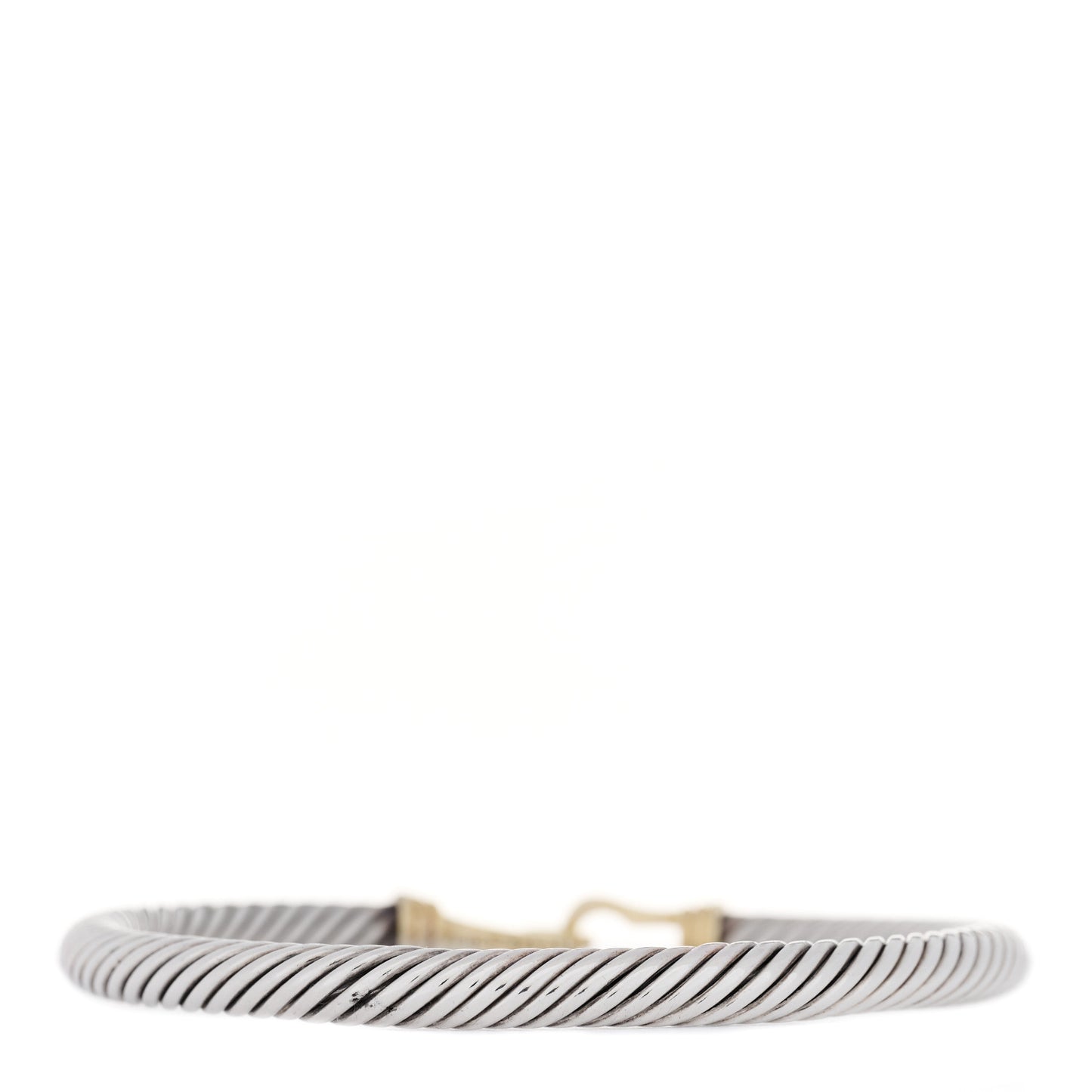 Sterling Silver 14K Yellow Gold 5mm Cable Classic Buckle Bracelet