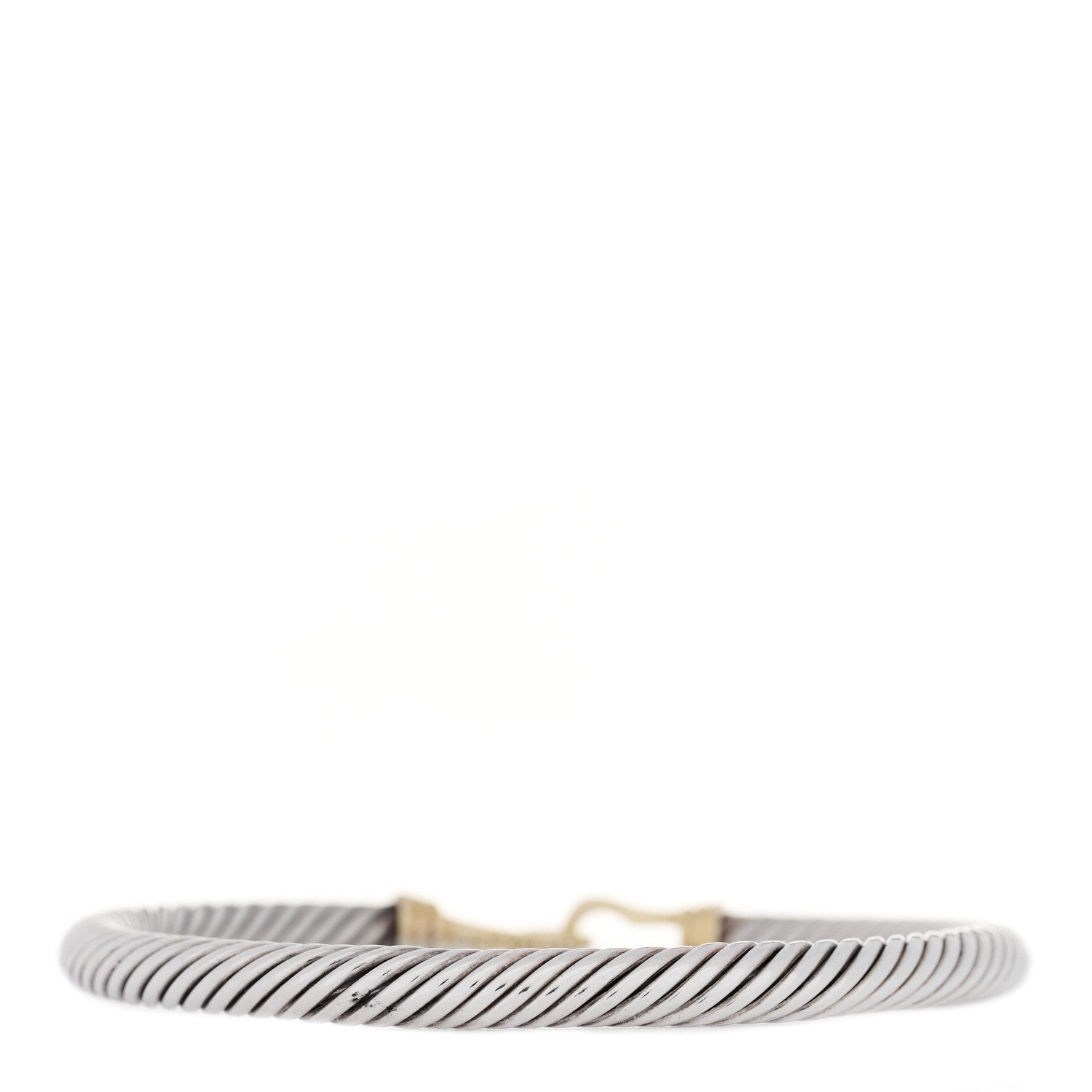 David Yurman Sterling Silver 14K Yellow Gold 5mm Cable Classic Buckle Bracelet 3 of 4