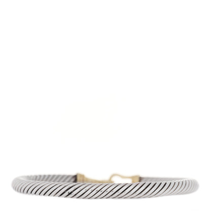 David Yurman Sterling Silver 14K Yellow Gold 5mm Cable Classic Buckle Bracelet 3 of 4