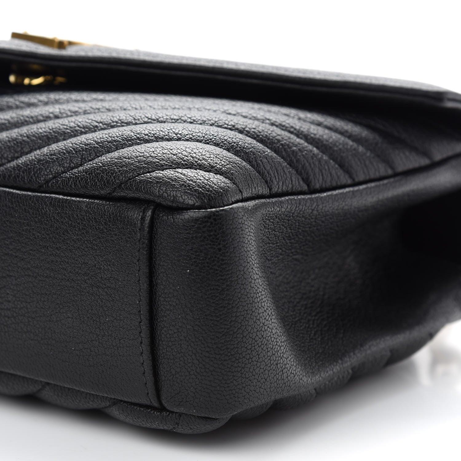 Saint Laurent Sheepskin Matelasse Chevron Monogram Medium College Bag Black 8 of 9