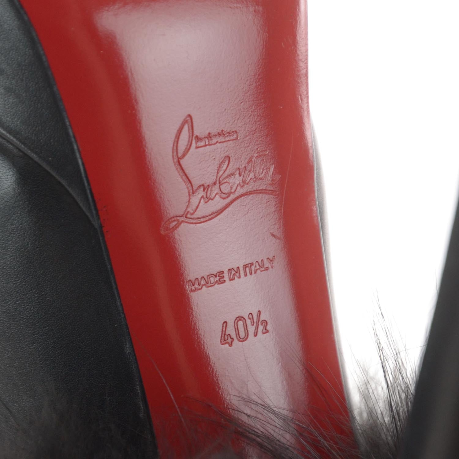 Christian Louboutin Calfskin Royal Fox Lady Fur 150 Pumps 40.5 Black 5 of 6