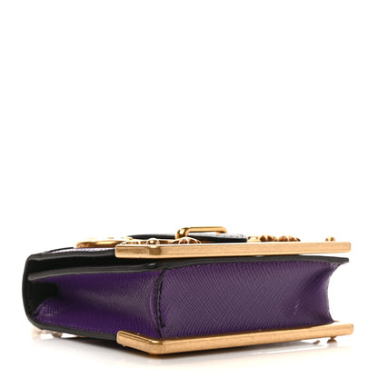 Prada Saffiano Astrology Mini Cahier Bag Viola Black 3 of 10