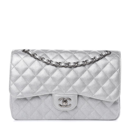 Chanel Metallic Caviar Quilted Jumbo Double Flap Silver 1 of 11