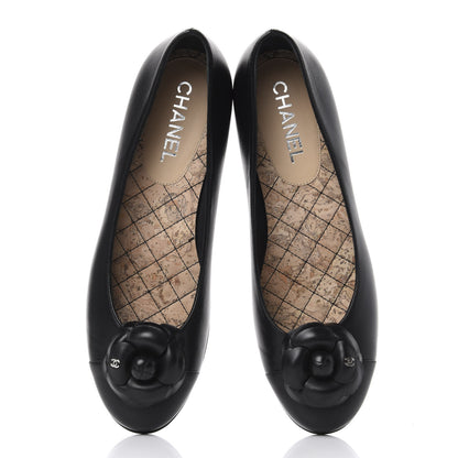 Chanel Lambskin Camellia Ballerina Flats 39 Black 5 of 11