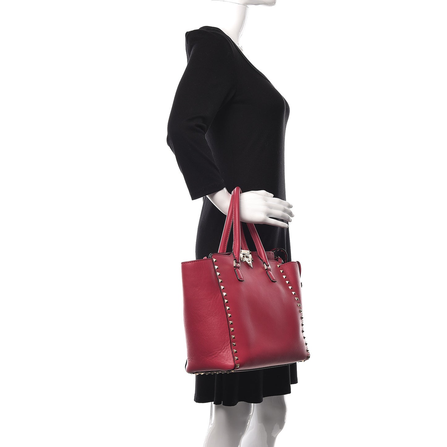 Vitello Rockstud Double Handle Tote Cyclamin