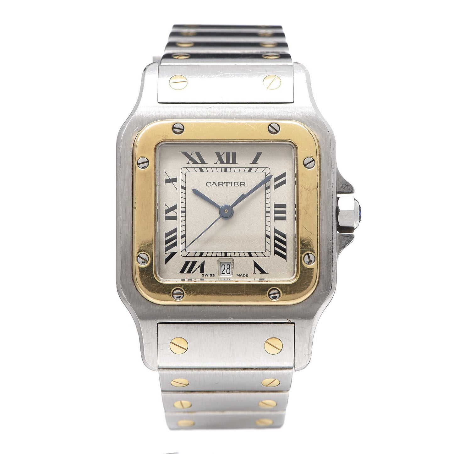 Stainless Steel 18K Yellow Gold 29mm Santos De Galbee Quartz Watch